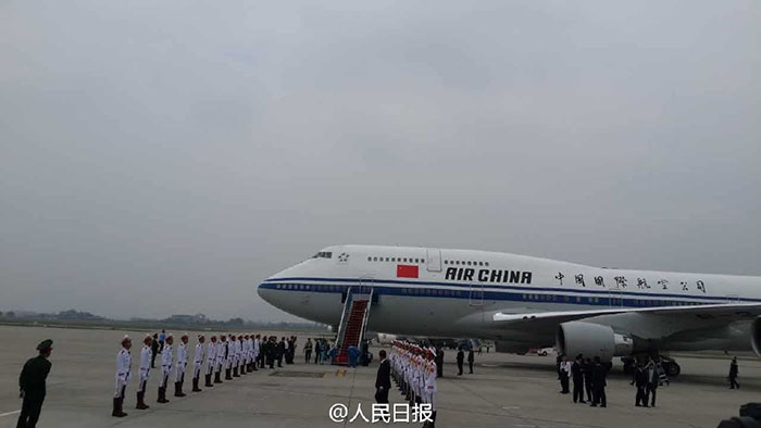 Presidente chinês chega ao Vietnã para sua primeira visita oficial ao páis