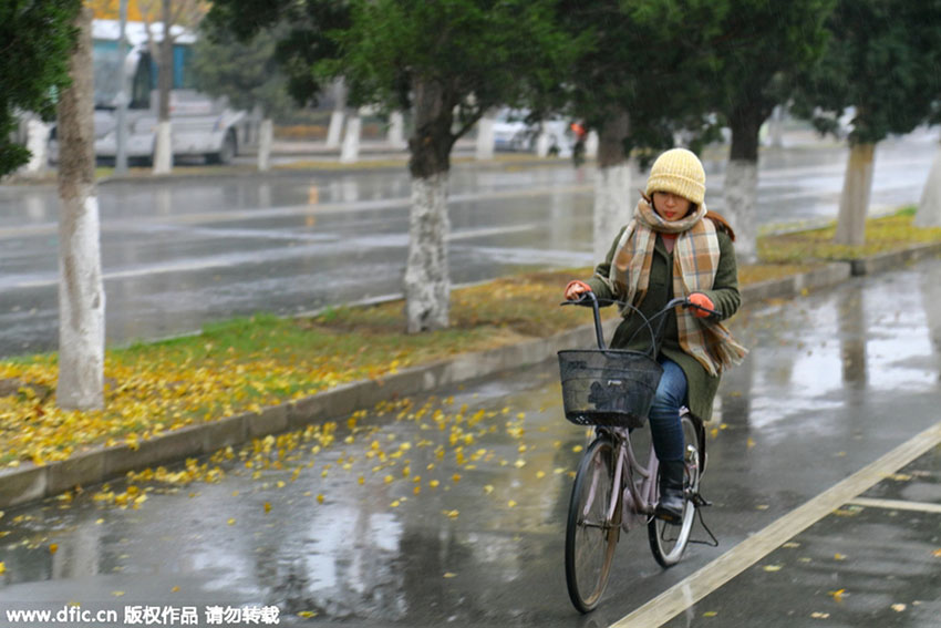 Descida da temperatura acompanhada de neve no norte da China