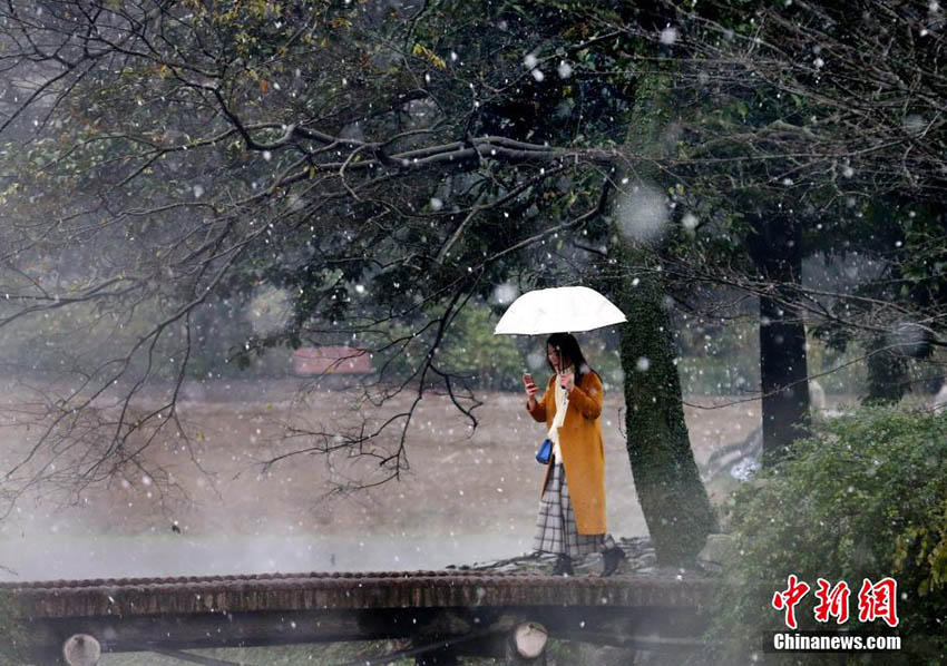 Hangzhou recebe os primeiros flocos de neve de 2015