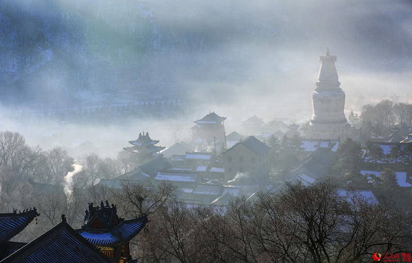 Paisagem de inverno na Montanha Wutai