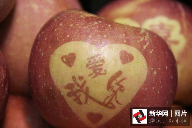 Maçãs com caracteres chineses fazem sucesso em Shandong