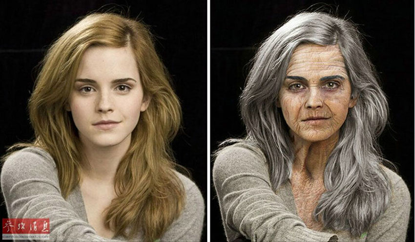 Imagens mostram como as celebridades seriam depois de velhas