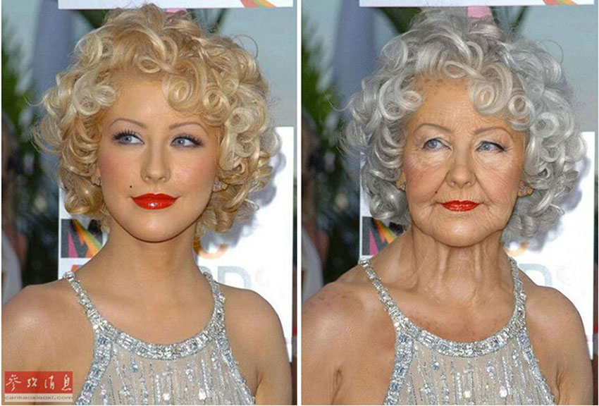 Imagens mostram como as celebridades seriam depois de velhas