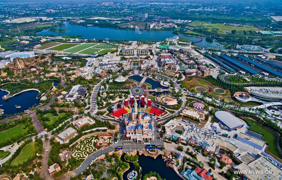 Visão aérea do Resort de Disney Shanghai