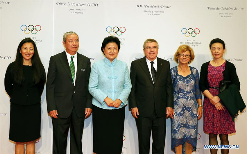 Vice-primeira-ministra chinesa reúne-se com presidente do COI durante banquete de boas-vindas no Rio