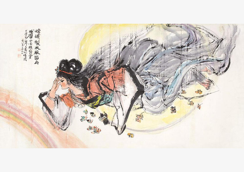 Deusa da lua chinesa nos olhos dos pintores