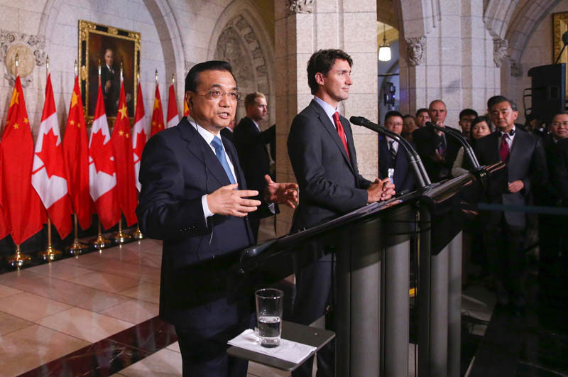 Premiê chinês anuncia conversações com o Canadá para acordo de livre comércio