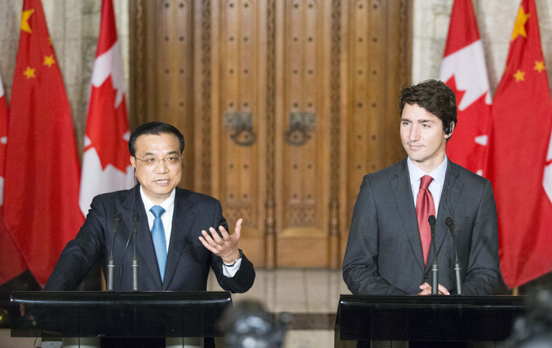 Premiê chinês anuncia conversações com o Canadá para acordo de livre comércio