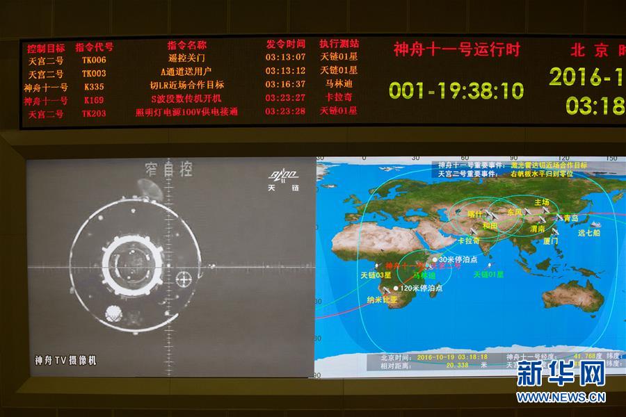 Shenzhou XI completa acoplamento com laboratório espacial Tiangong II