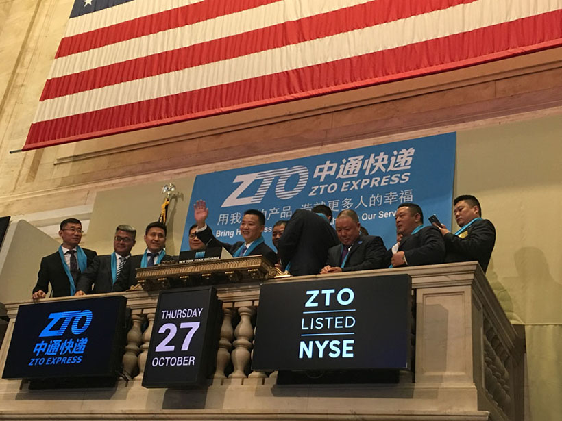 Empresa chinesa de entrega ZTO faz maior IPO nos EUA após o Alibaba