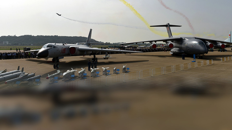 Avião de transporte Y-20 exibido em Zhuhai