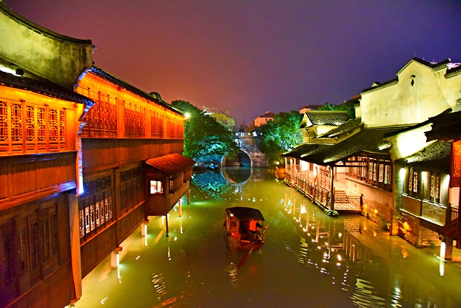 Paisagem noturna de Wuzhen