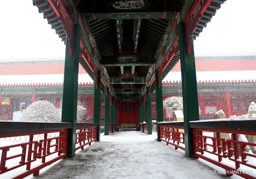 Paisagem nevada do Palácio Imperial de Shenyang