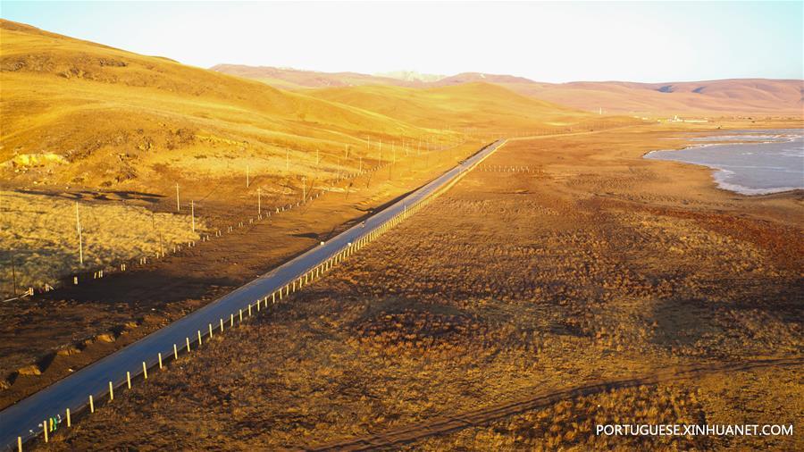 Paisagem do pântano em Maqu de Gansu