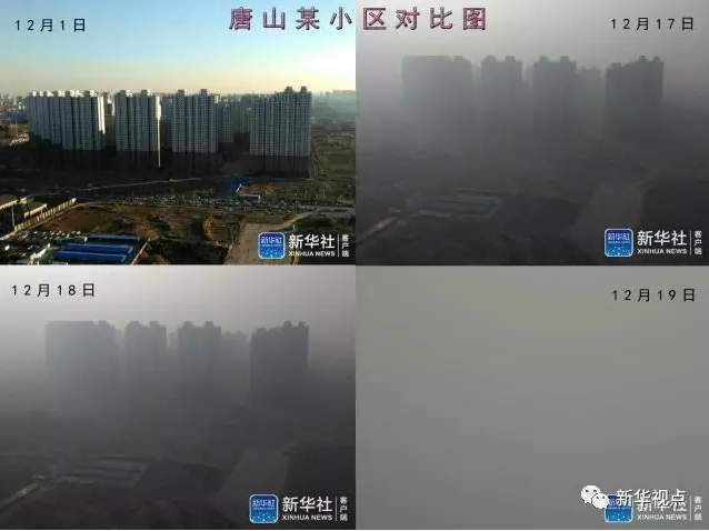 Poluição extrema atinge várias cidades na província de Hebei