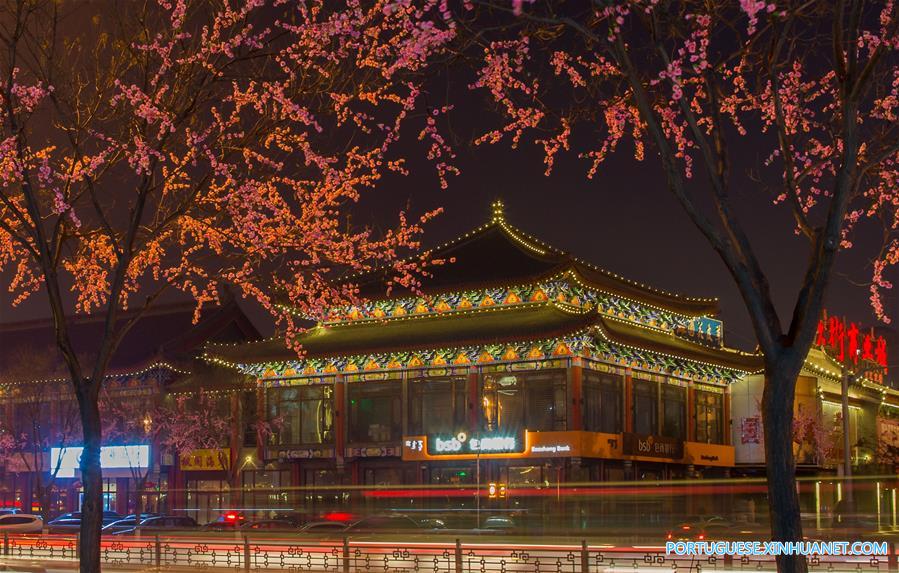 Luzes anunciam a chegada do próximo Festival da Primavera em Hohhot