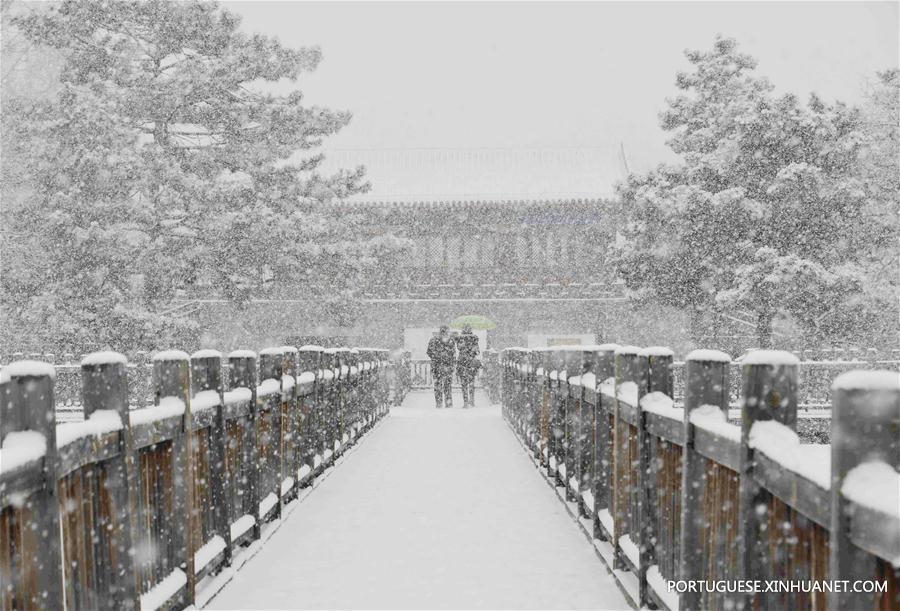 Nevasca atinge a província de Hebei, no norte da China