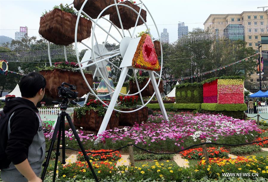 Exposição de flores realizada no Parque Vitória em Hong Kong 