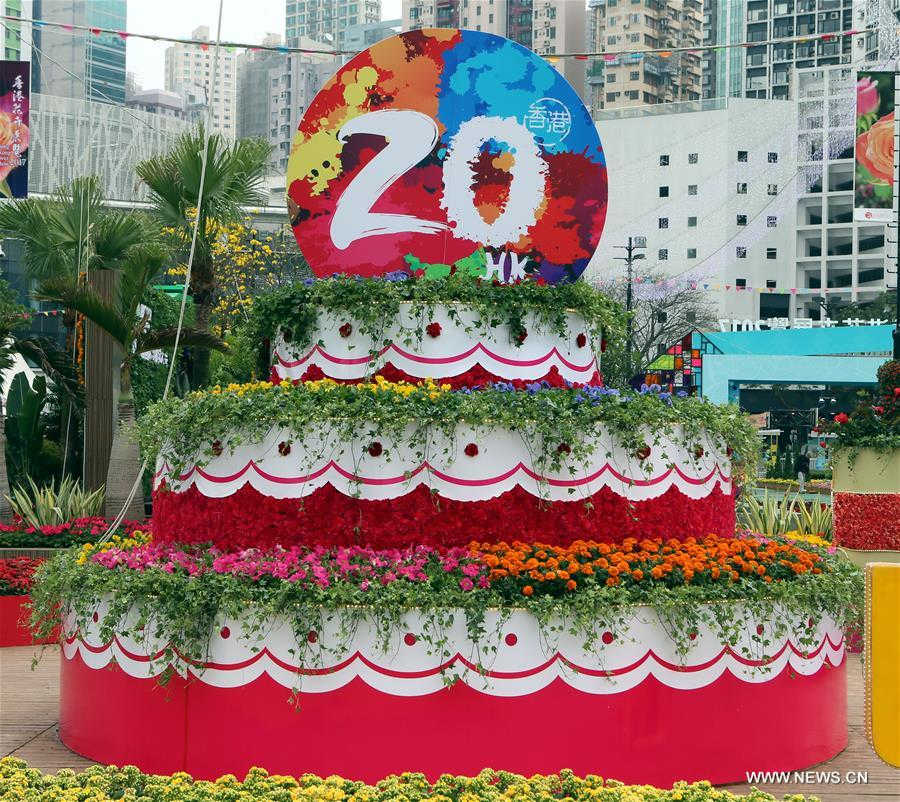 Exposição de flores realizada no Parque Vitória em Hong Kong 