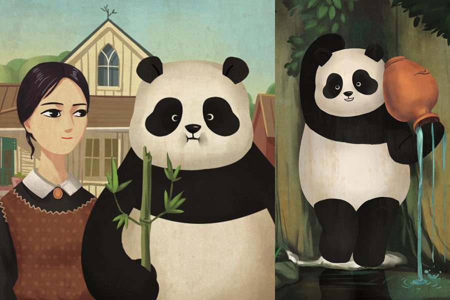 Pandas dão a cara a retratos famosos