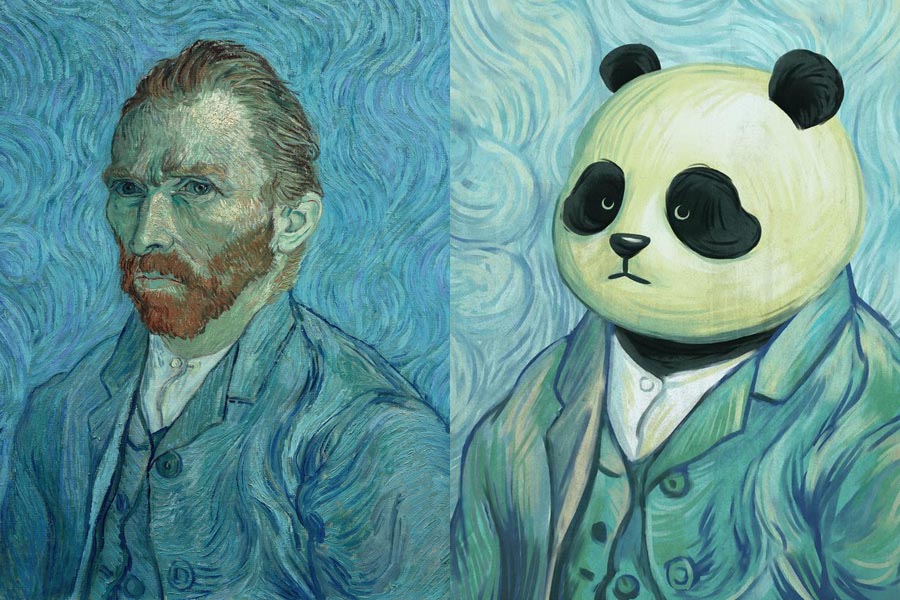 Pandas dão a cara a retratos famosos