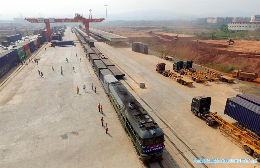 Serviço de trem de carga é lançado entre Ganzhou e Cazaquistão
