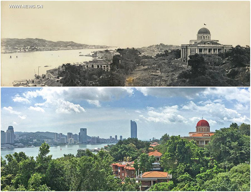 Imagens do passado e presente retratam transformação de Xiamen