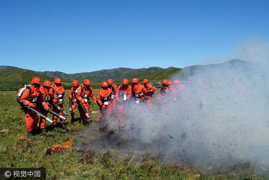 Mongólia Interior realiza exercício de prevenção contra incêndios florestais