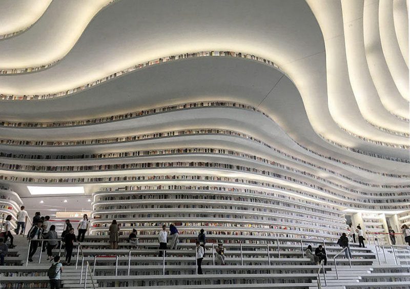 Nova biblioteca em Tianjin torna-se viral nas redes sociais