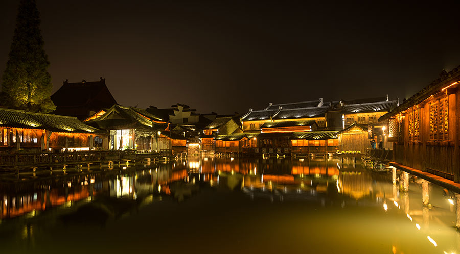 Panorama noturno de Wuzhen