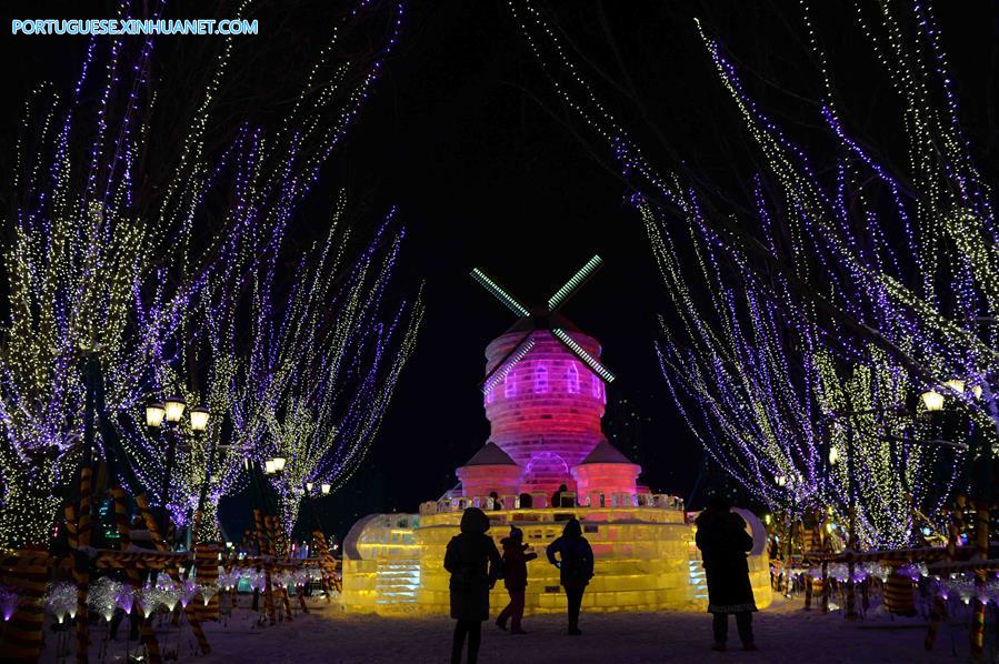 Wanda Icy Wonderland atrai visitantes em Harbin