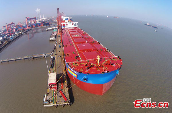 Maior cargueiro de minério do mundo de segunda geração entregue em Shanghai