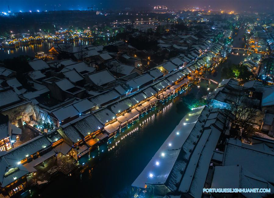 Charme de Wuzhen coberta de neve