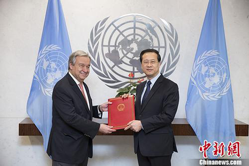 Novo Representante Permanente da China apresenta credenciais a secretário-geral da ONU