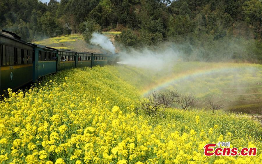 Trem a vapor atrai turistas em Sichuan