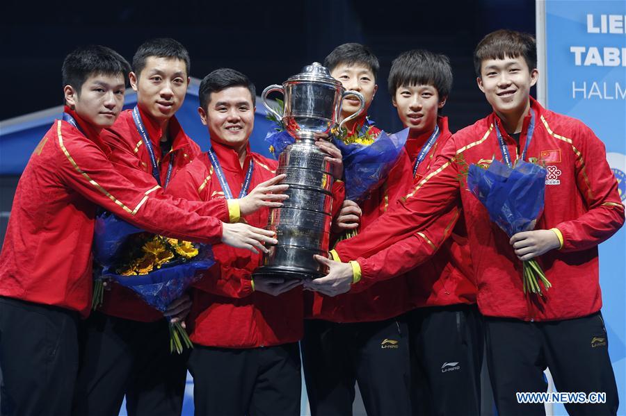 Equipa masculina chinesa arrecada 9º título consecutivo nos mundiais de ténis de mesa