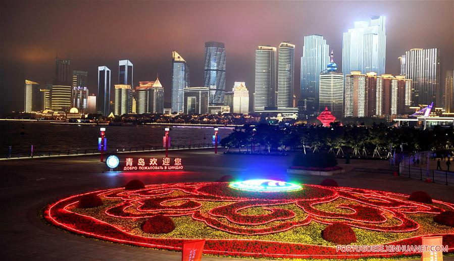Paisagens noturnas de Qingdao, cidade anfitriã da 18ª Cúpula da OCS
