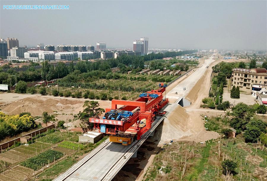 Construção da ferrovia de alta velocidade Beijing-Zhangjiakou