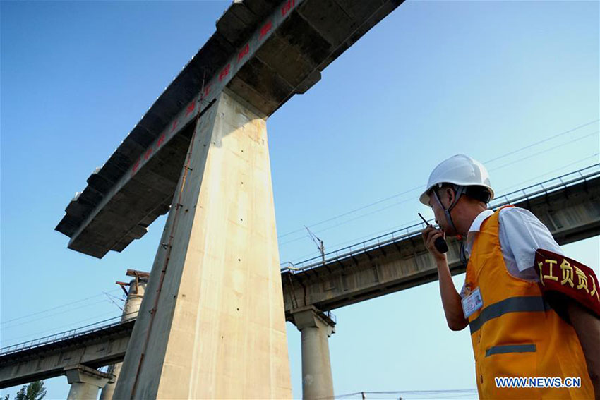 Ponte ferroviária Nanjing-Xi'an conclui construção de rotação