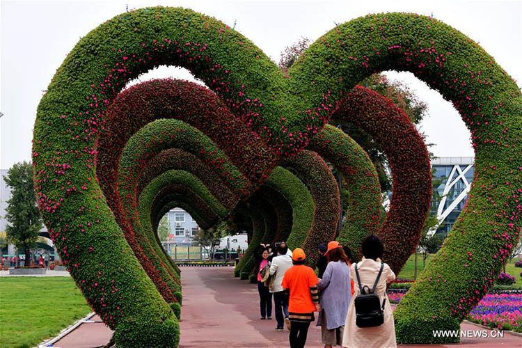 Feira comercial de flores e árvores realizada no centro da China