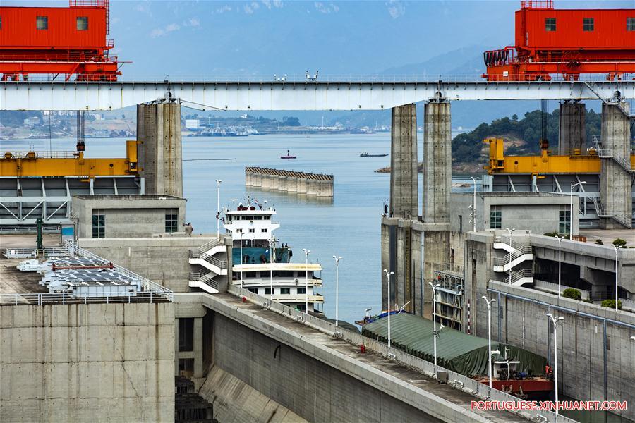 Aumento no tráfego nas eclusas na barragem das Três Gargantas em 2018
