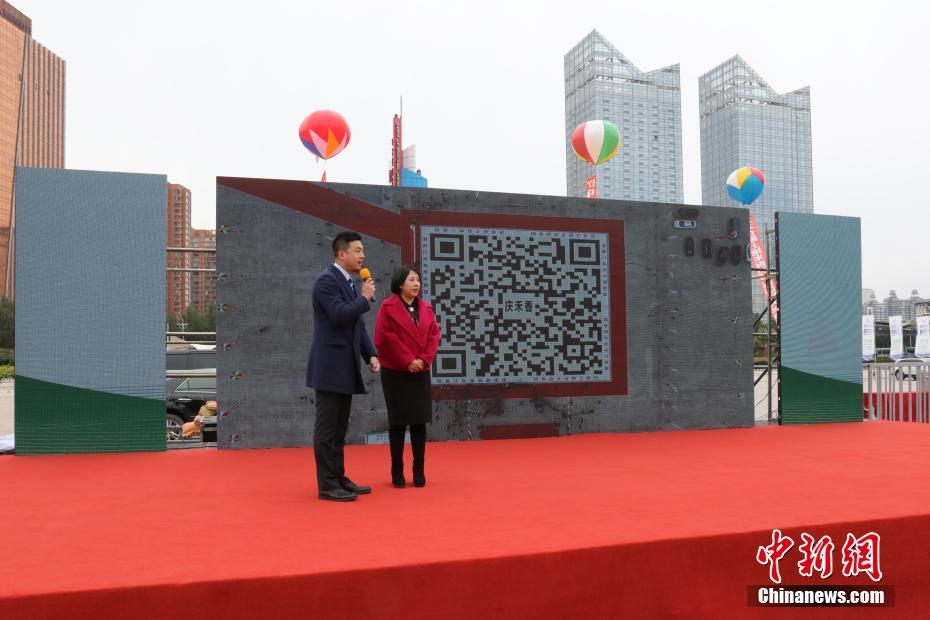 Maior código QR do mundo feito com grãos exibido em Harbin