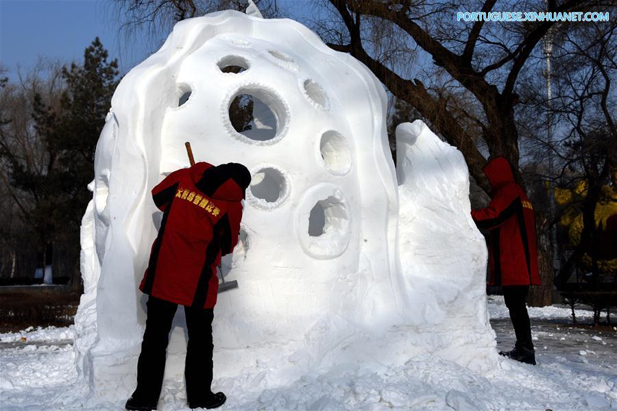 6º Concurso de Escultura de Neve para Estudantes da província de Heilongjiang abre em Harbin