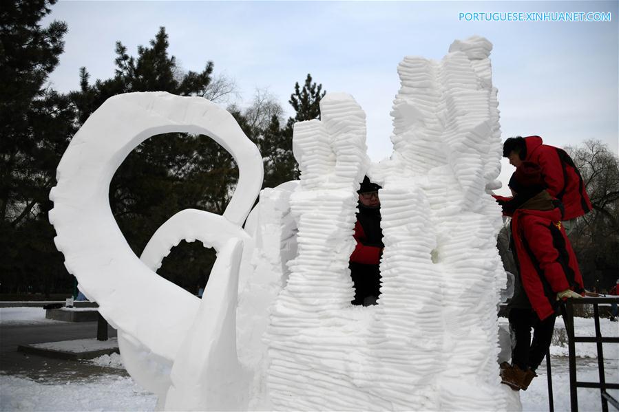 6º Concurso de Escultura de Neve para Estudantes da província de Heilongjiang abre em Harbin