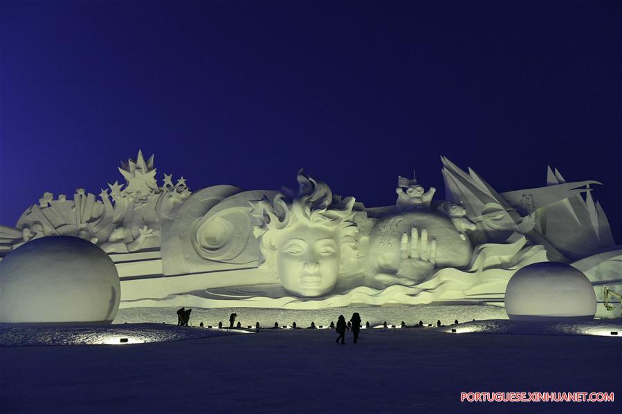 Em imagens: Principais obras na Exposição de Esculturas de Neve no nordeste da China