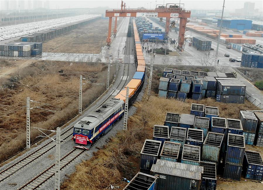 Trem de carga China-Europa para comércio eletrônico transfronteiriço parte para Lieja, Bélgica