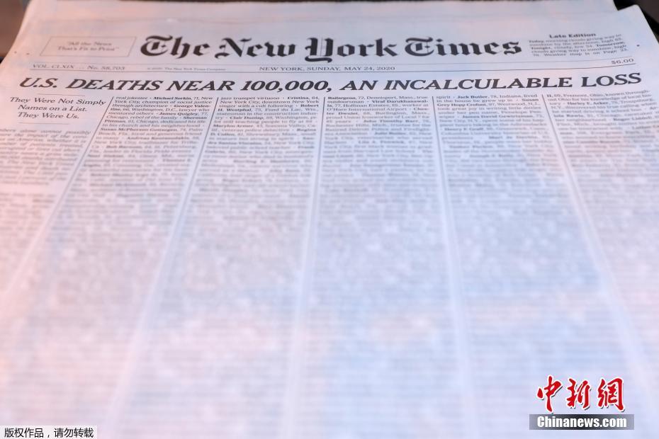 Capa do New York Times lista nomes de pessoas vítimas da Covid-19

