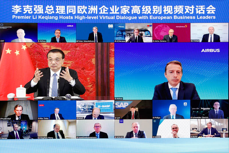 Primeiro-ministro chinês pede cooperação China-Europa para manter multilateralismo e desenvolvimento verde