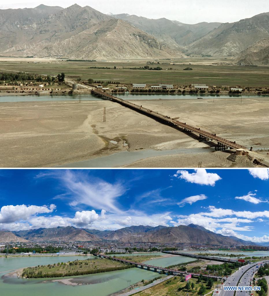 Gráfico comparativo: desenvolvimento do Tibete em 70 anos 