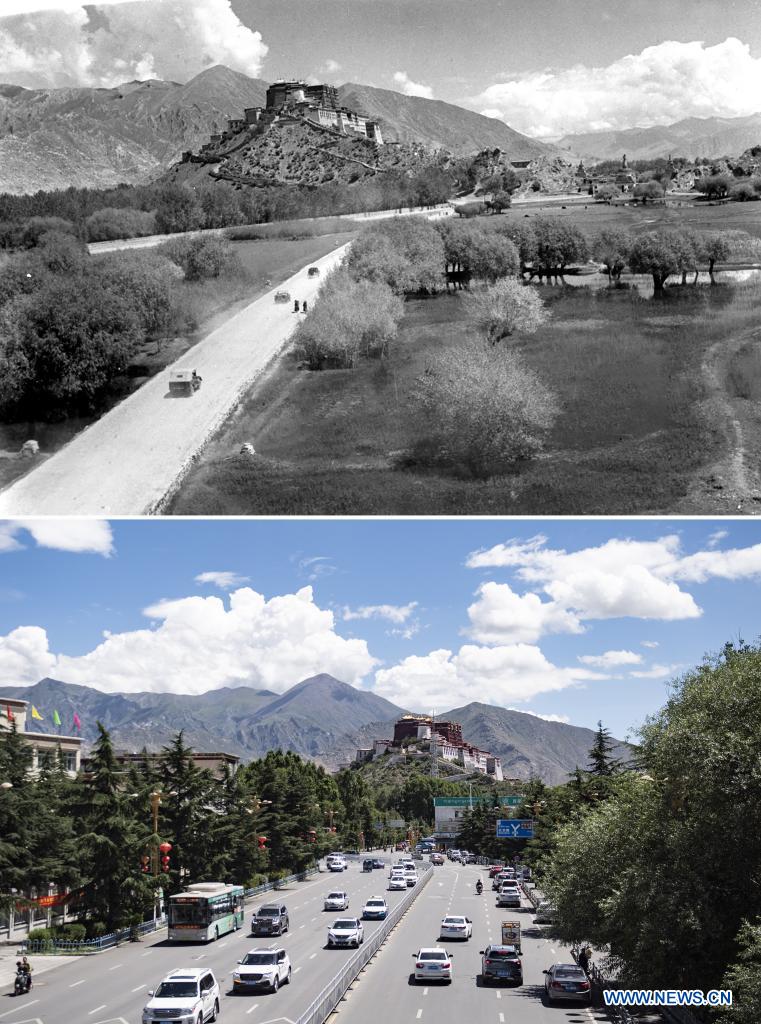 Gráfico comparativo: desenvolvimento do Tibete em 70 anos 